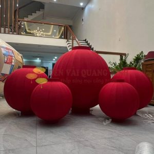 Đèn lồng vải hình tròn đỏ